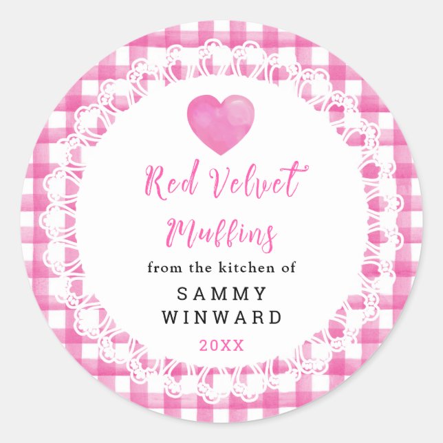 Homemade Red Velvet Muffins Label Runder Aufkleber (Vorderseite)