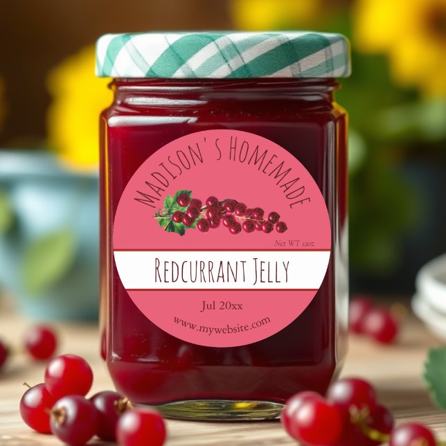 Homemade Redcurrant Jelly Labels Runder Aufkleber (Von Creator hochgeladen)