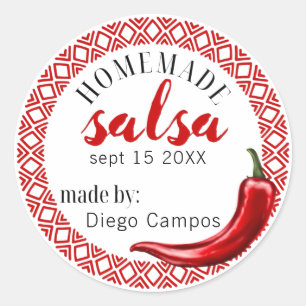 Homemade Salsa Canning Label Tomatos Chili Pepper Runder Aufkleber