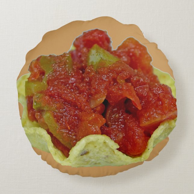 Homemade Salsa Rundes Kissen (Rückseite)