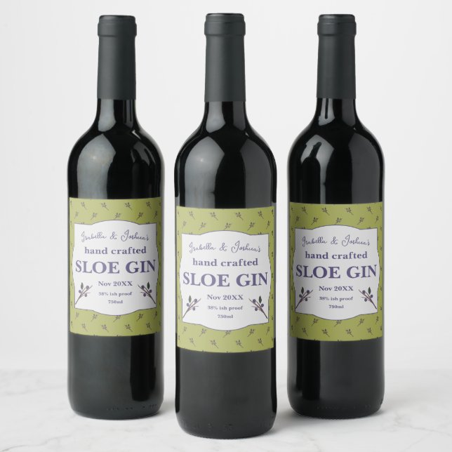 Homemade Sloe Gin Label Weinetikett (Flaschen)