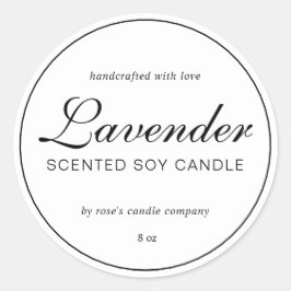 Homemade Soy Candle Chic Calligraphie Schwarz-weiß Runder Aufkleber