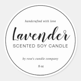 Homemade Soy Candle Chic Calligraphie Schwarz-weiß Runder Aufkleber