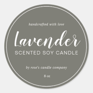 Homemade Soy Candle Chic Calligraphy Dusty Olive Runder Aufkleber