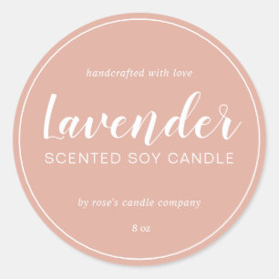 Homemade Soy Candle Chic Calligraphy Dusty Pink Runder Aufkleber