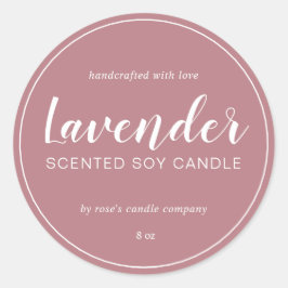 Homemade Soy Candle Chic Calligraphy Dusty Rose Runder Aufkleber