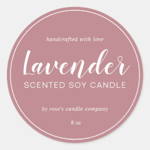 Homemade Soy Candle Chic Calligraphy Dusty Rose Runder Aufkleber