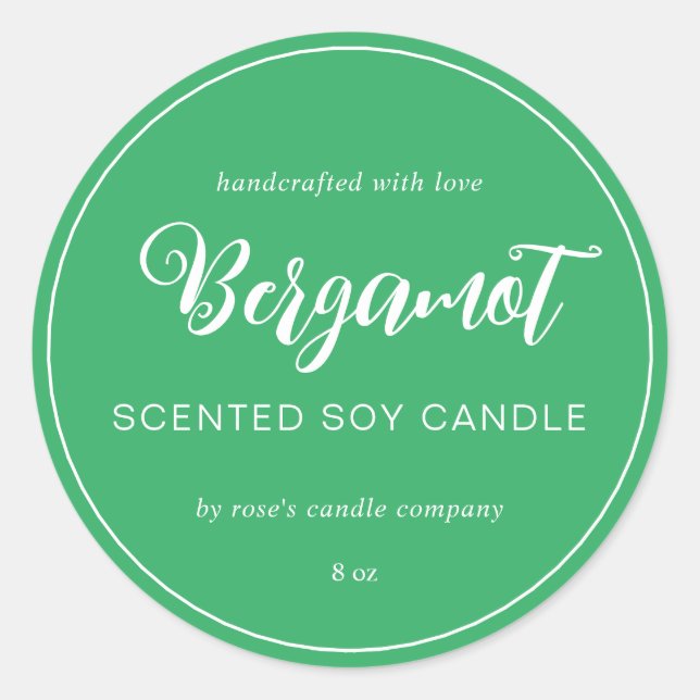 Homemade Soy Candle Chic Calligraphy Green Runder Aufkleber (Vorderseite)