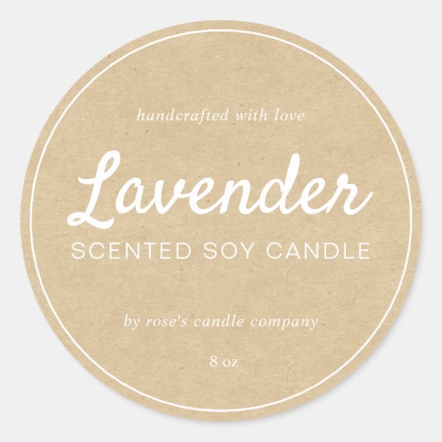 Homemade Soy Candle Chic Calligraphy Kraft Paper Runder Aufkleber (Vorderseite)