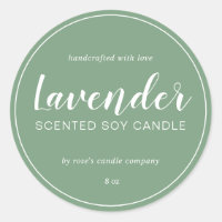 Homemade Soy Candle Chic Calligraphy Mineral Green