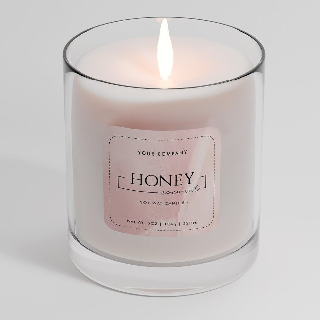 Homemade Soy Candle Chic Calligraphy Pink Classic Quadratischer Aufkleber (Von Creator hochgeladen)