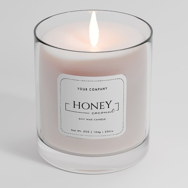 Homemade Soy Candle Chic Calligraphy White Classic Quadratischer Aufkleber (Von Creator hochgeladen)