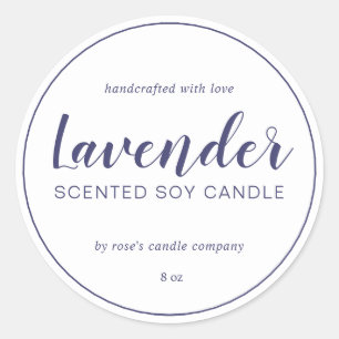 Homemade Soy Candle Navy Blue Chic Calligraphie Runder Aufkleber