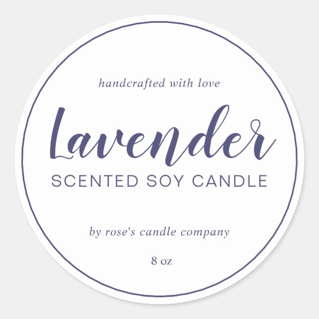 Homemade Soy Candle Navy Blue Chic Calligraphie Runder Aufkleber (Vorderseite)