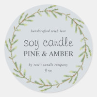 Homemade Soy Candle Pine Sprig Custom Blue