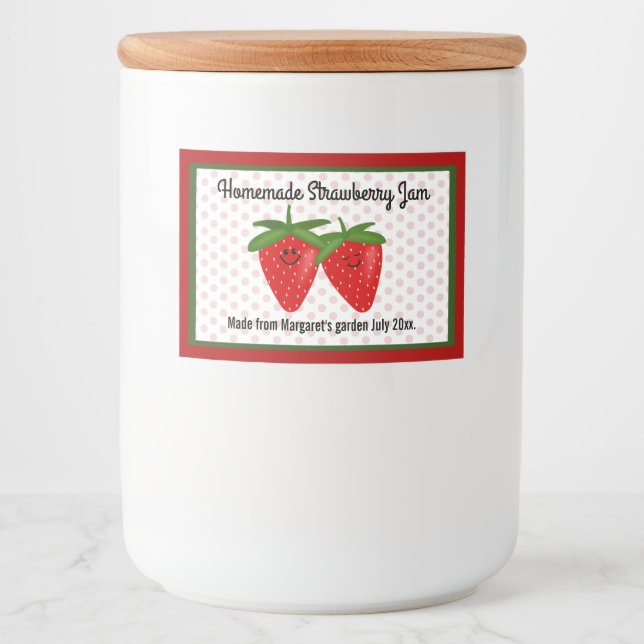 Homemade Strawberry Jam Design Lebensmitteletikett (Vorderseite)