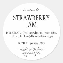 Homemade Strawberry Jam Ingredients Runder Aufkleber