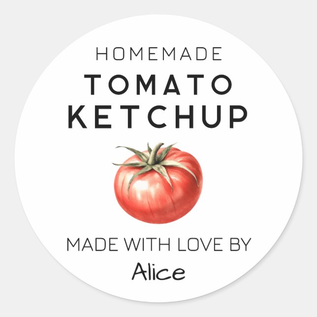Homemade Tomate Ketchup Label Runder Aufkleber (Vorderseite)