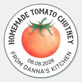 Homemade Tomato Chutney-Etikett mit roter Tomate Quadratischer Aufkleber