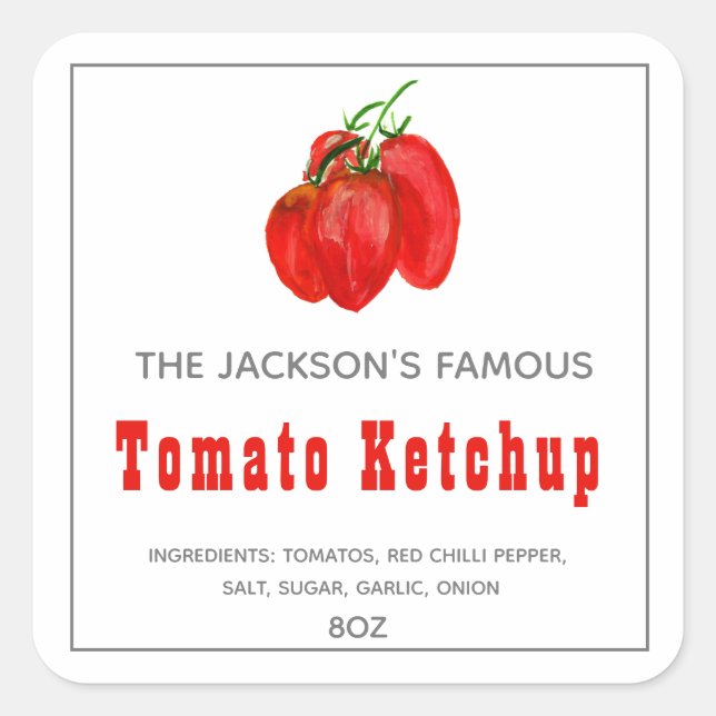 Homemade Tomato Ketchup | Sauce Quadratischer Aufkleber (Vorderseite)