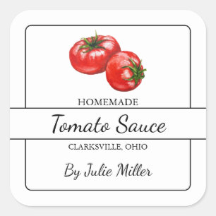 Homemade Tomato Sauce Square Label Quadratischer Aufkleber