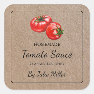 Homemade Tomato Sauce Square Papieretikett Quadratischer Aufkleber