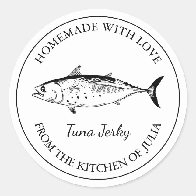 Homemade Tuna Jerky Label Runder Aufkleber (Vorderseite)