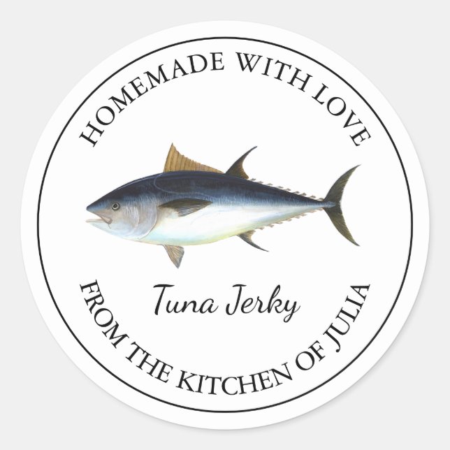 Homemade Tuna Jerky Label Runder Aufkleber (Vorderseite)