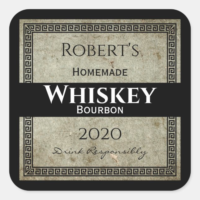 Homemade Whiskey Personalisiert Quadratischer Aufkleber (Vorderseite)