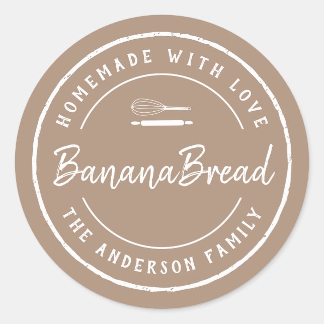 Homemade with Love Bakery Logo Baking Gift Runder Aufkleber (Vorderseite)