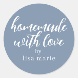 Homemade with Love Personalized Dusty Blue Gift Runder Aufkleber
