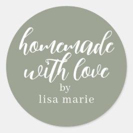 Homemade with Love Personalized Sage Green Gift Runder Aufkleber