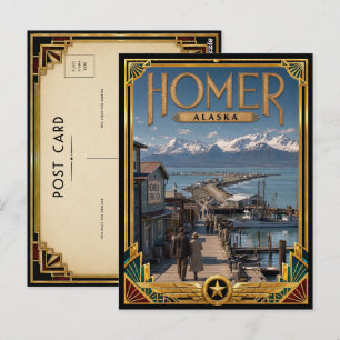 Homer Alaska Vintage Art Deco Golden Age Postkarte