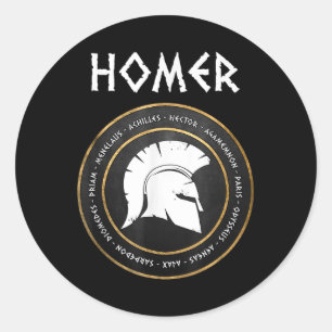 Homer die Iliaden und Odyssey Helden des Trojaners Runder Aufkleber