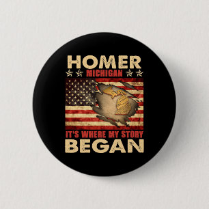 Homer Michigan Usa Flag 4. Juli Button