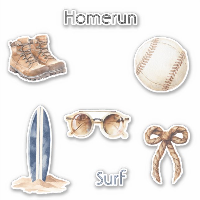 Homerun Baseball Surfen Aufkleber (Vorderseite)
