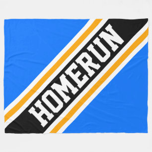 HOMERUN Hellblau Orange Schwarz Rennstreifen Fleecedecke