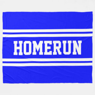 HOMERUN Helles Blau-Weiß Baseball-Rennstreifen Fleecedecke