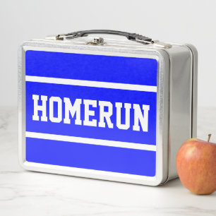 HOMERUN Spaßige Helle Blaue Sportliche Schrift Wei Metall Brotdose