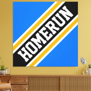 HOMERUN Sportlich Helles Blau Orange Schwarze Stre Leinwanddruck