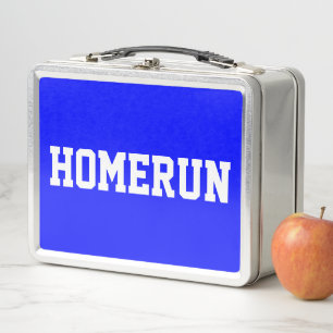 HOMERUN Sportlich Helles Königblau Baseball-Text Metall Brotdose