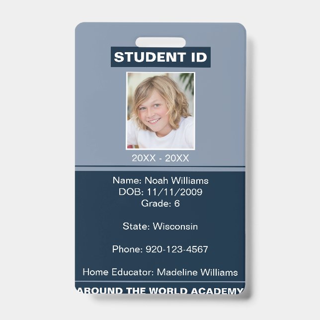 Homeschoester Student ID Abzeichen Blue Ausweis (Front)
