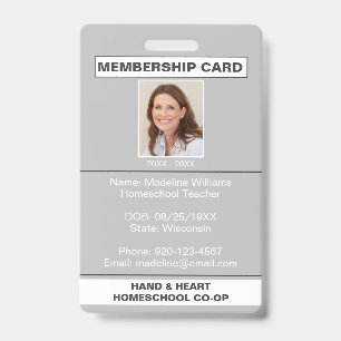 Homeschool CO-OP Mitgliedschaft Graues Eltern-ID-A Ausweis