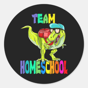 Homeschool Dinosaurier, um zurück in die Schule Runder Aufkleber