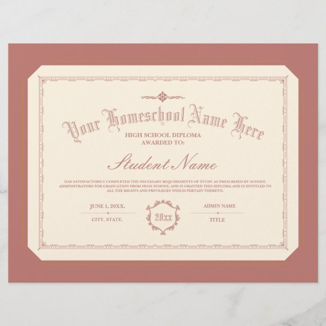 Homeschool Diploma Traditional Soft Red (Vorderseite)