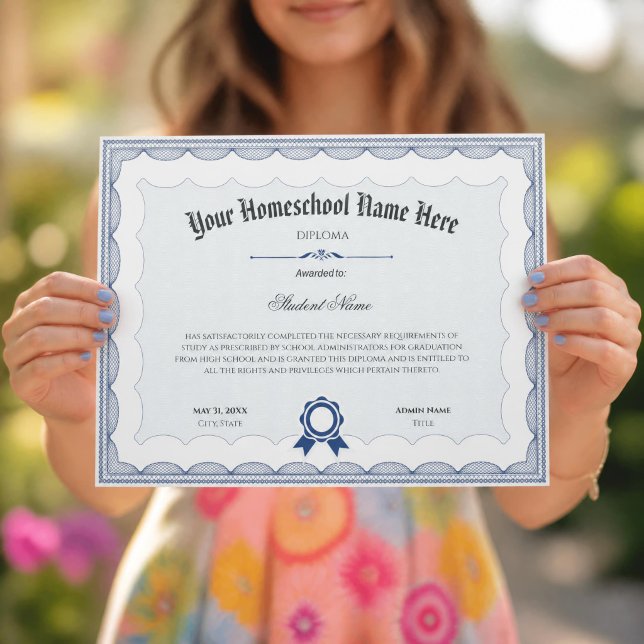 Homeschool Diploma Traditionelles Blau (Von Creator hochgeladen)