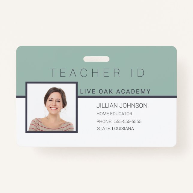 Homeschool Enseignant ID Badge Élégant Floral (Devant)