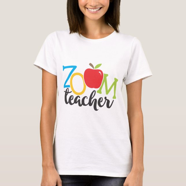 Homeschool Farbenfrohe Zoomlehrerin Apple T-Shirt (Vorderseite)