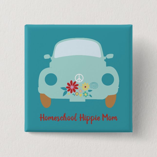 Homeschool Hippie Mama Button (Vorderseite)