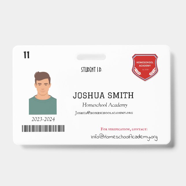 HOMESCHOOL I.D. (Anklicken) Ausweis (Vorderseite)